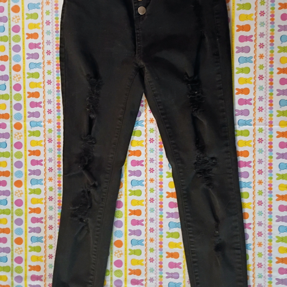 Angel Kiss Black Distressed Skinny Jeans